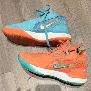 Nike Vibrant Orange and Teal Sneakers